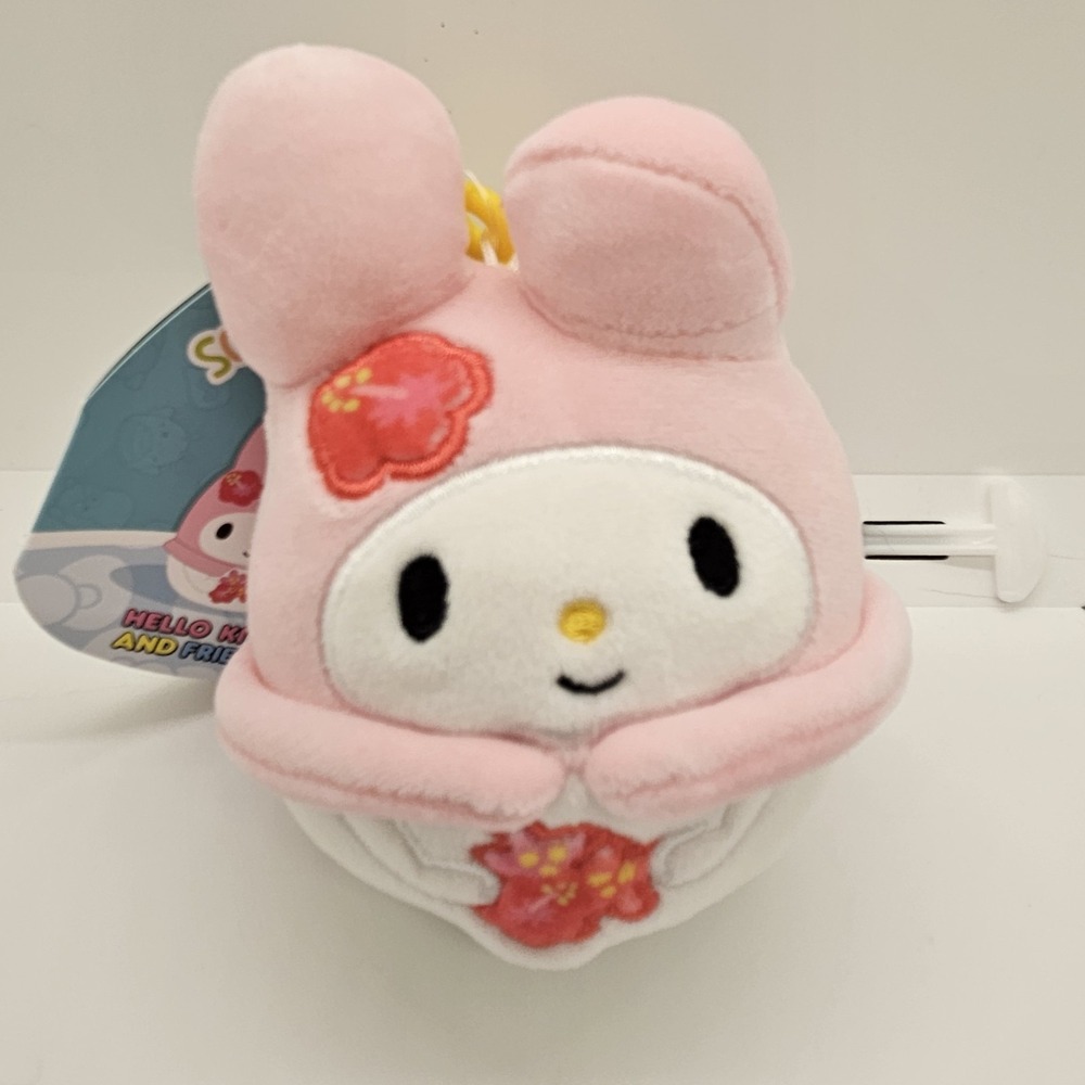 Squishmallows My Melody Plush Clip Sanrio Pink Flower NEW w/ Tags
